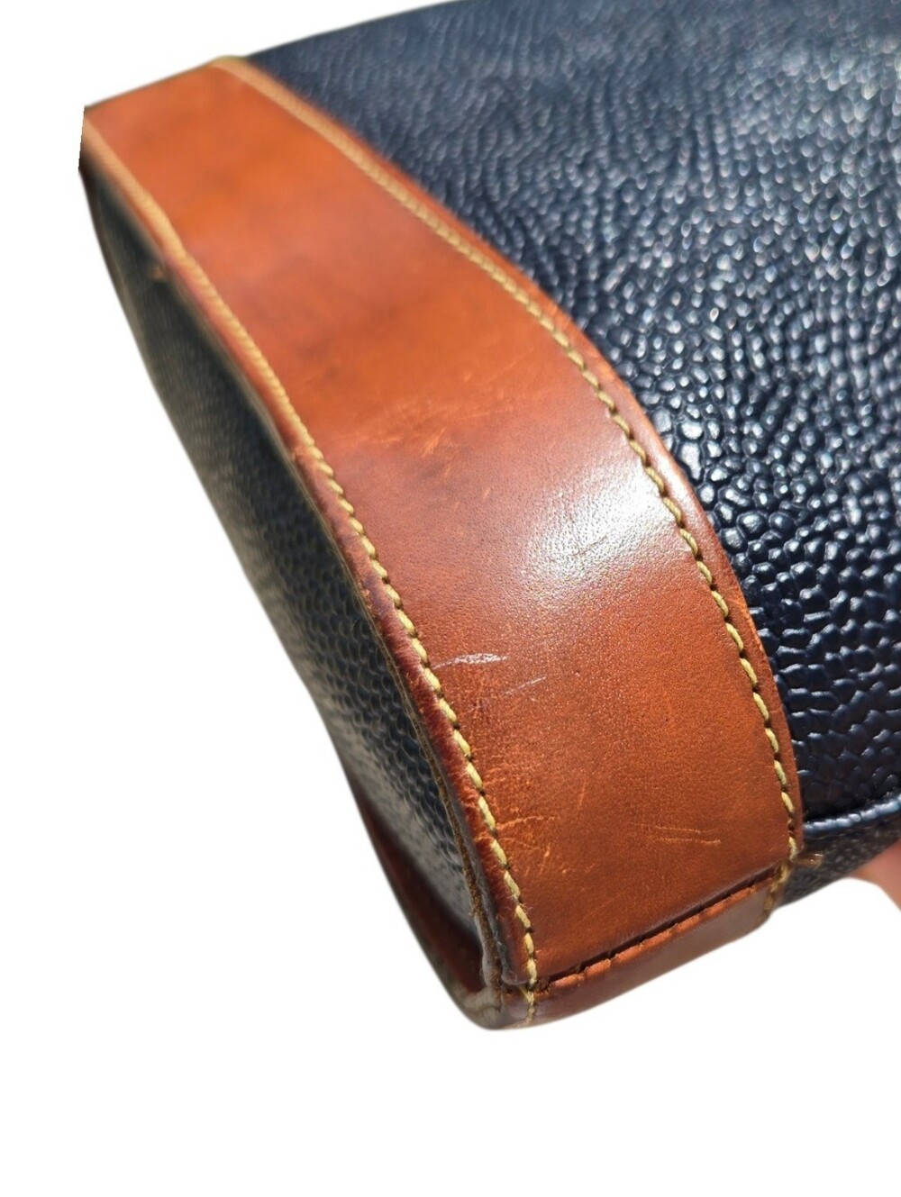 Vintage Mulberry Crossbody Bag Black Scotchgrain Leather Brown Trim - Picture 14 of 16